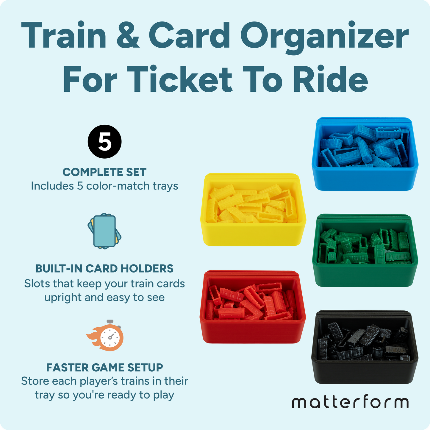 Ticket to Ride Train Piece Holders (5 Pack)