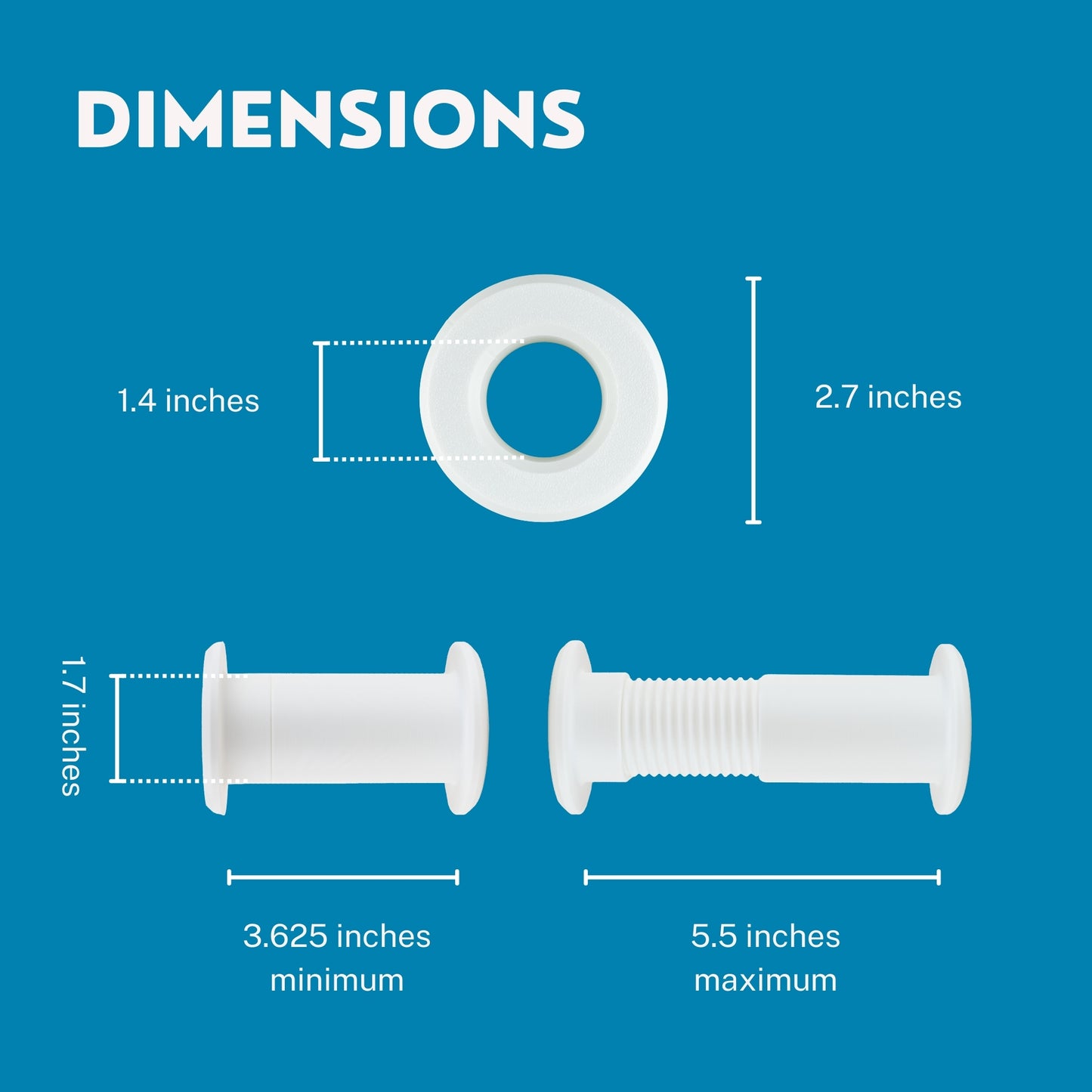 Cable Pass Through Wall Port | Fits Cable Sizes up to 3-Prong Plug | Compatible with 3 5/8 - 5 1/4 Wall Thickness | Provides Solid Channel Through Wall (White)