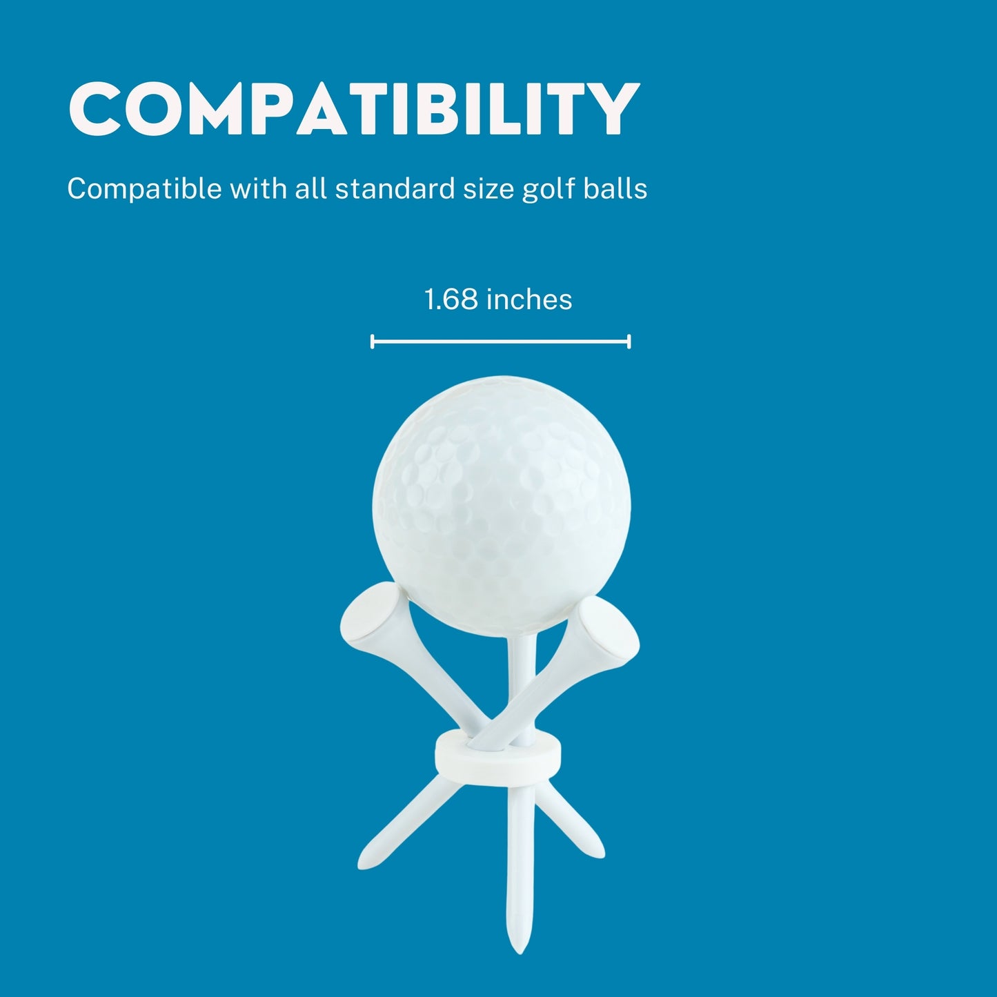 Golf Ball Tabletop Display Stand (2 Pack) | Desktop Golf Tee Holder for Single Golf Balls | Tripod 3 Tee Mount for Golf Balls | Great for Collectible Balls | Golf Decor & Storage (White)