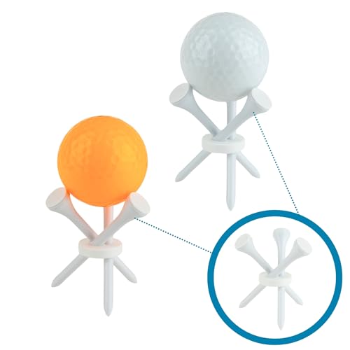 Golf Ball Tabletop Display Stand (2 Pack) | Desktop Golf Tee Holder for Single Golf Balls | Tripod 3 Tee Mount for Golf Balls | Great for Collectible Balls | Golf Decor & Storage (White)